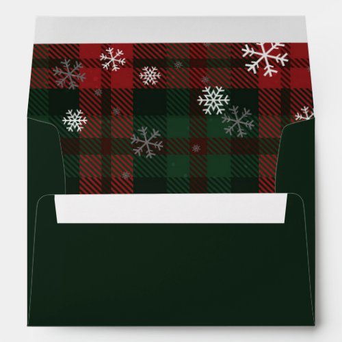 Plaid Holiday Rustic Snowflakes Pattern Envelope