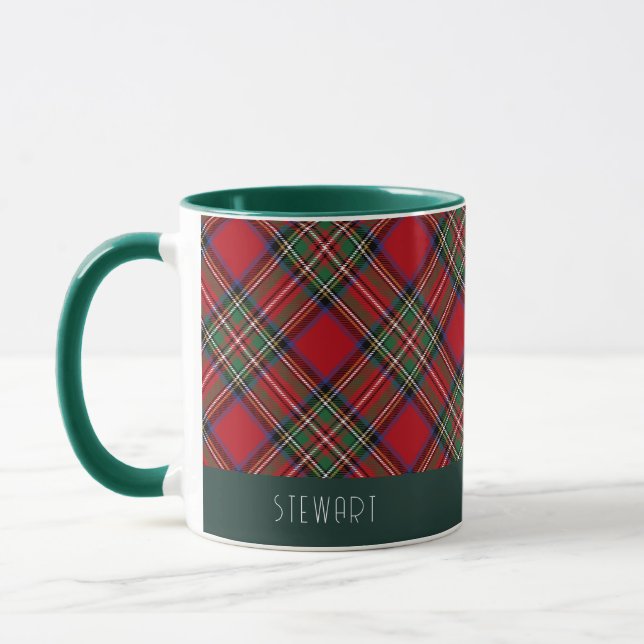 Plaid Holiday Rustic Stewart Tartan Christmas Mug (Left)