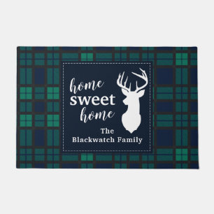 Plaid Holiday Tartan Clan Blackwatch Personalized Doormat