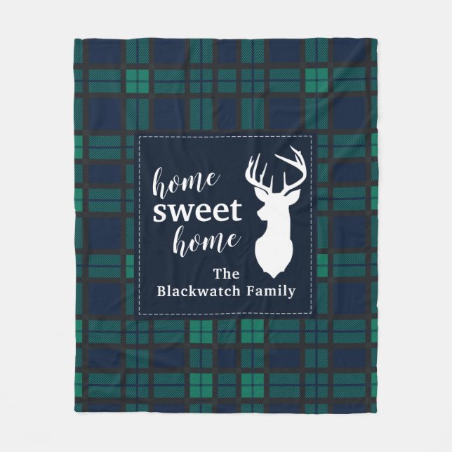 Plaid Holiday Tartan Clan Blackwatch Personalized Fleece Blanket (Front)