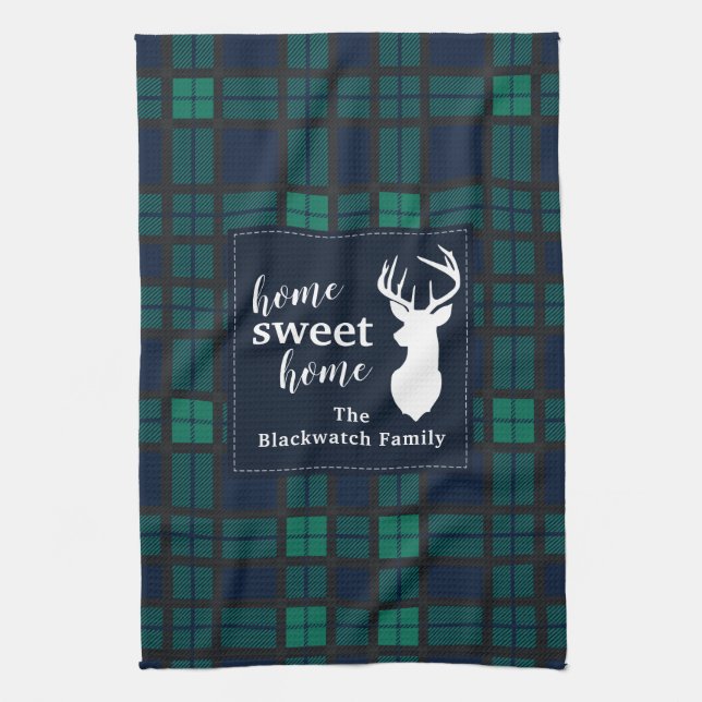 Plaid Holiday Tartan Clan Blackwatch Personalized Kitchen Towel (Vertical)