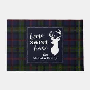 Plaid Holiday Tartan Clan Malcolm Personalized Doormat