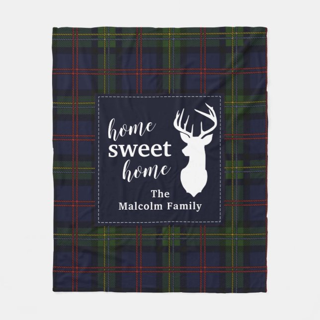 Plaid Holiday Tartan Clan Malcolm Personalized Fleece Blanket (Front)