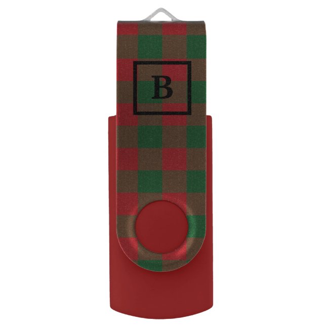 Plaid Holiday USB Swivel Flash Drive (Back (Vertical))