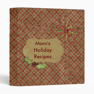 Plaid Holly Berry Customized Recipe Binder