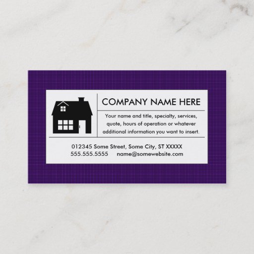 Customizable plaid home business card