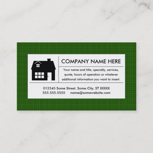 Customizable plaid home business cards