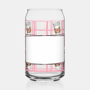 Plaid hot cocoa and peppermint can glass