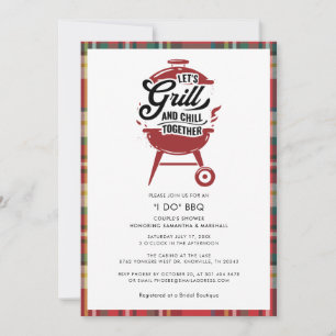 Plaid I DO BBQ Couples Shower Engagement Party Invitation