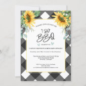 Plaid I Do BBQ Sunflower Engagement Bridal Shower Invitation (Front)