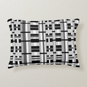 Plaid in Black White & Gray Accent Pillow