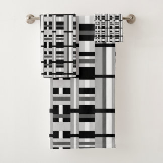 Plaid in Black, White & Gray Bath Towel Set