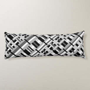 Plaid in Black White & Gray Diagonal Body Pillow