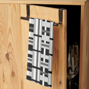 Contemporary Home Living Set of 3 Black and White Checkered Oversized  Dishtowels 28 x 18