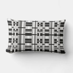 Plaid in Black White & Gray Outdoor Pillow