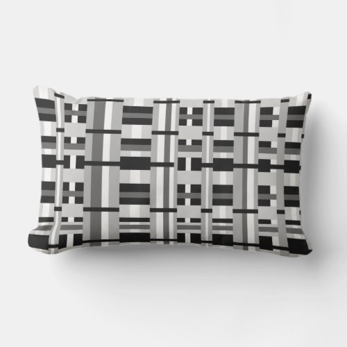 Plaid in Black White  Gray Outdoor Pillow