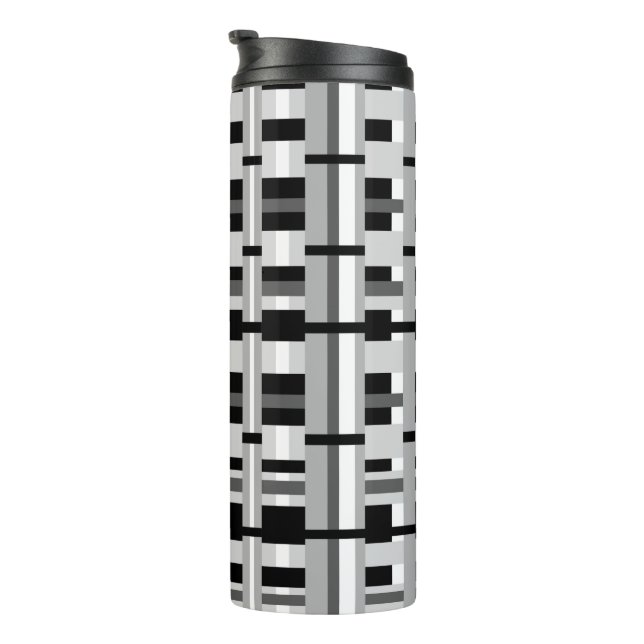 Plaid in Black White & Gray Thermal Tumbler (Rotated Right)