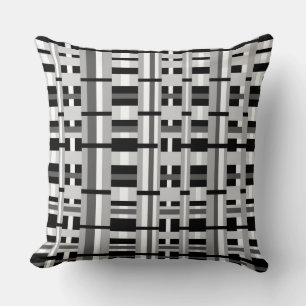 Plaid in Black White & Gray Throw Pillow