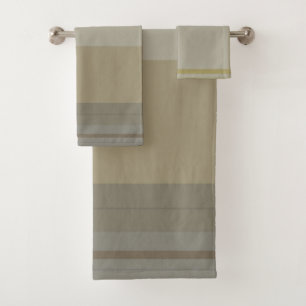 plaid in gold, silver copper, grays & beiges bath towel set