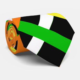 Plaid in Green, Orange & Yellow Modern Pattern Neck Tie