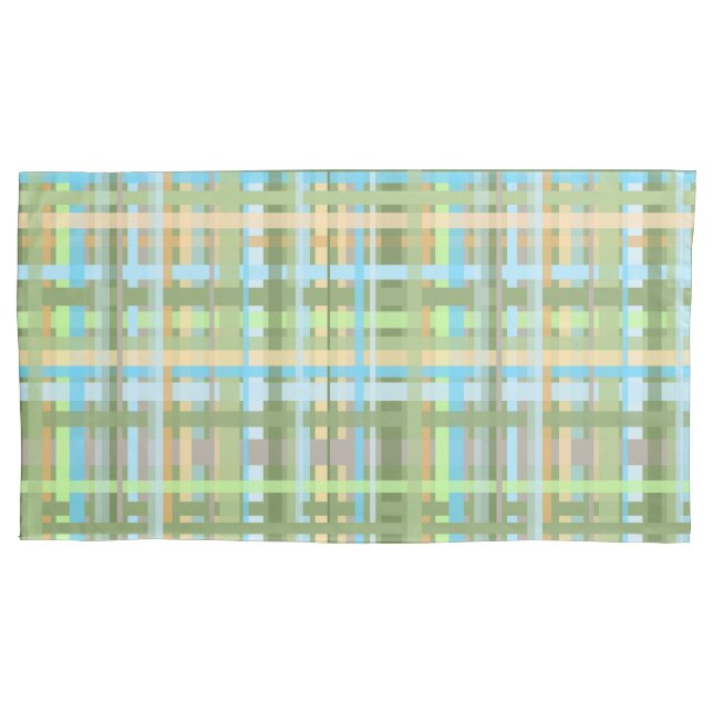 Plaid in Greens, Blues and Earth Tones Pillow Case (Front)