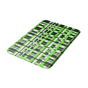 Plaid in Lime Green, Black & Gray Bath Mat