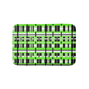 Plaid in Lime Green, Black & Gray Bath Mat