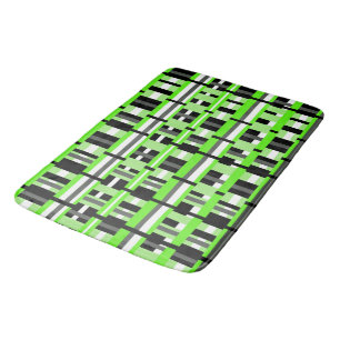 Plaid in Lime Green, Black & Gray Bath Mat