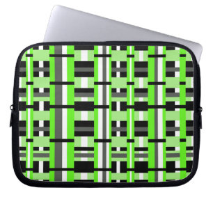 Plaid in Lime Green, Black & Gray Laptop Sleeve