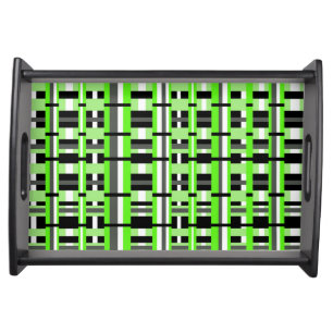 Plaid in Lime Green, Black & Gray Serving Tray