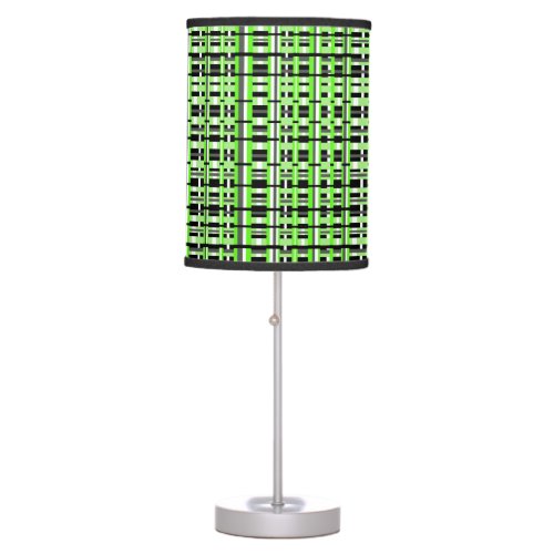 Plaid in Lime Green Black  Gray Table Lamp