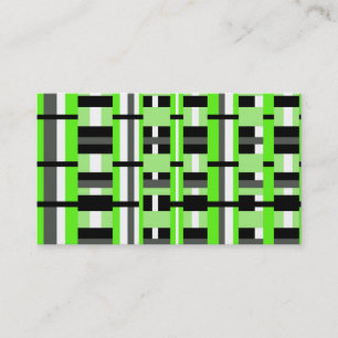 Plaid in Lime Green, Black, White & Gray Business Card