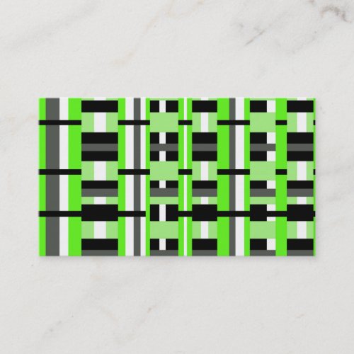 Plaid in Lime Green Black White  Gray Business Card