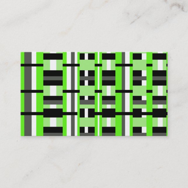 Plaid in Lime Green, Black, White & Gray Business Card (Front)