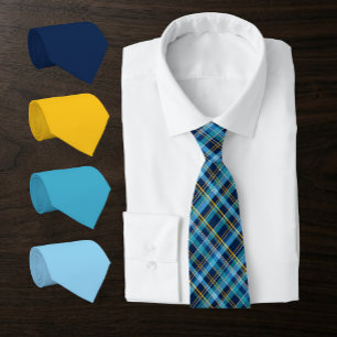 Plaid in Navy, Royal Blue, Sky Blue, Aqua, Teal... Neck Tie