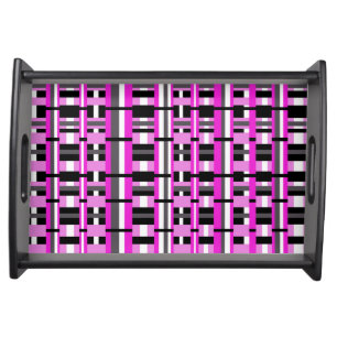 Plaid in Pink, Black & Gray Serving Tray