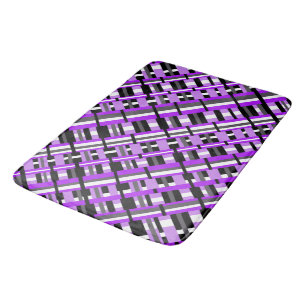 Plaid in Purple, Black & Gray Diagonal Bath Mat
