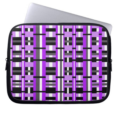 Plaid in Purple Black  Gray Laptop Sleeve