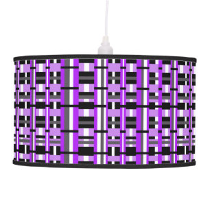 Plaid in Purple, Black & Gray Pendant Lamp