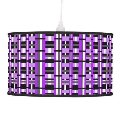 Plaid in Purple Black  Gray Pendant Lamp
