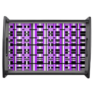 Plaid in Purple, Black & Gray Serving Tray