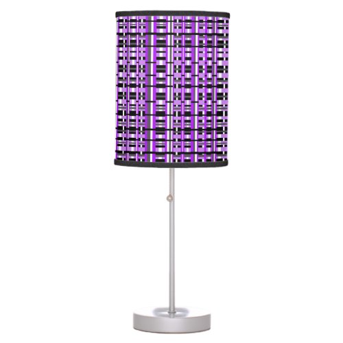 Plaid in Purple Black  Gray Table Lamp
