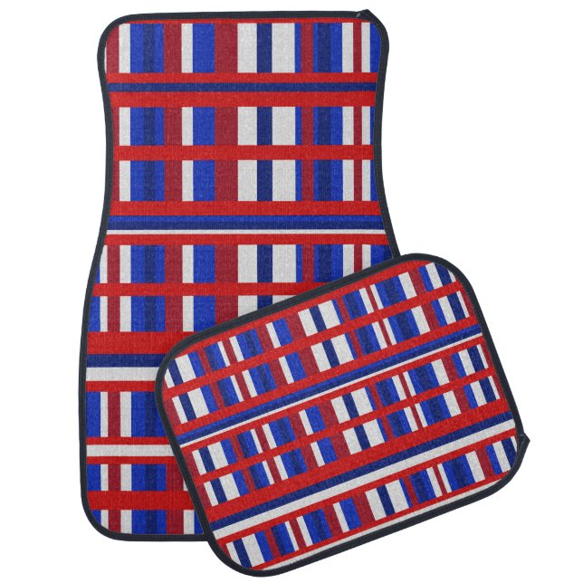 Plaid in Red, White & Blue Car Mat (Set)