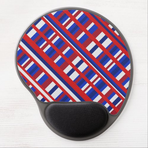 Plaid in Red White  Blue Diagonal  Gel Mouse Pad