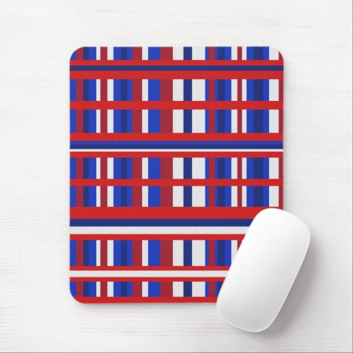 Plaid in Red White  Blue  Mouse Pad