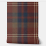 Plaid in Ruby Red and Navy Blue Wallpaper