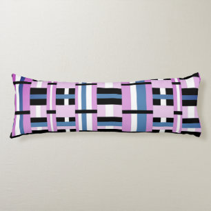 Plaid in Slate Blue, Orchid, Black & White Body Pillow