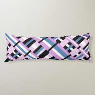 Plaid in Slate Blue, Orchid, Black & White Body Pillow