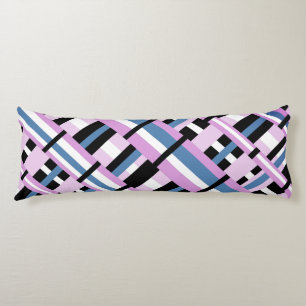 Plaid in Slate Blue, Orchid, Black & White Body Pillow
