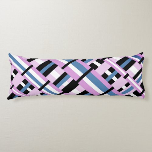 Plaid in Slate Blue Orchid Black  White Body Pillow
